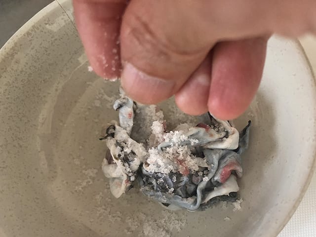 皮の塩もみ、皮のニラぽん|釣果メシ