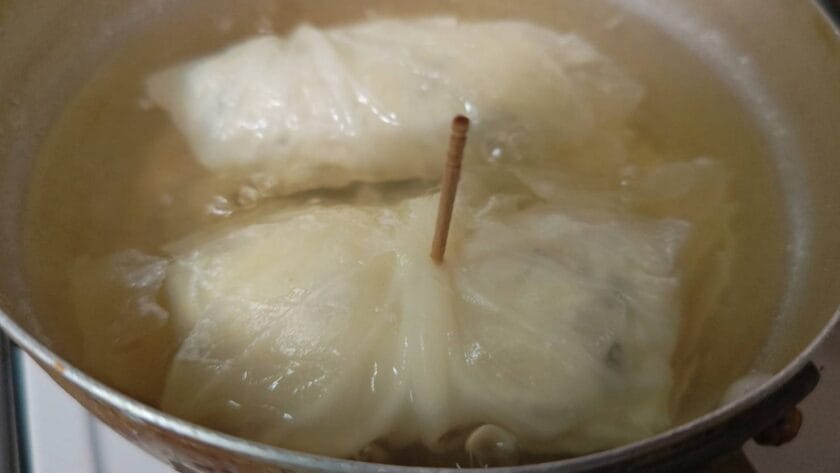 スープで煮る｜白身魚のロールキャベツ,つくり方,レシピ,釣果メシ