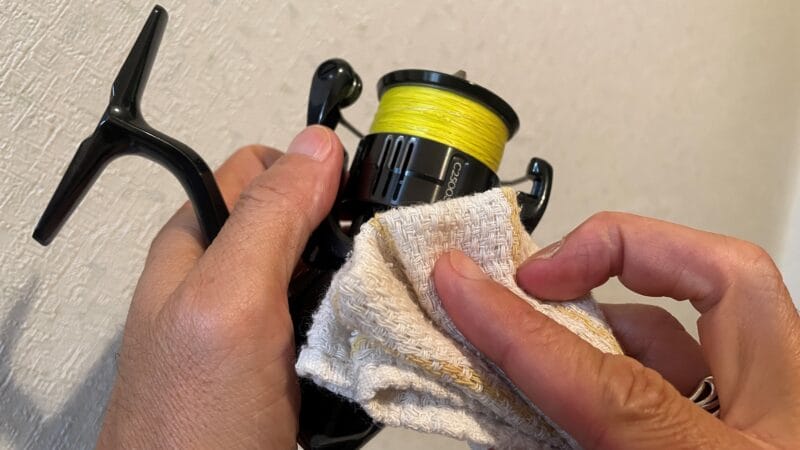 拭き取り、リールの洗浄方法、スピニングリール|タックル,洗浄,メンテナンス