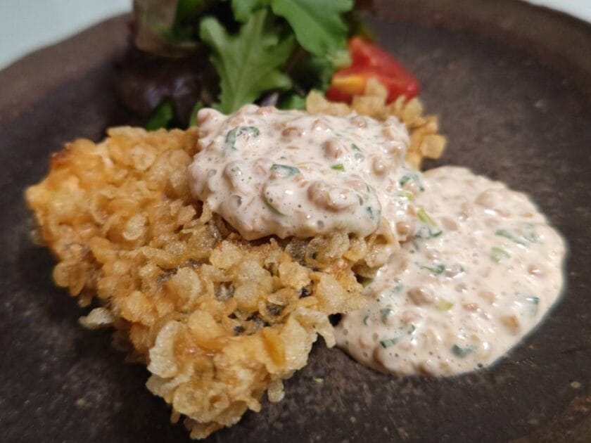 アジの玄米フレークフライ・ひきわり納豆のタルタルソース｜アジ料理,おすすめ,レシピ,釣果メシ